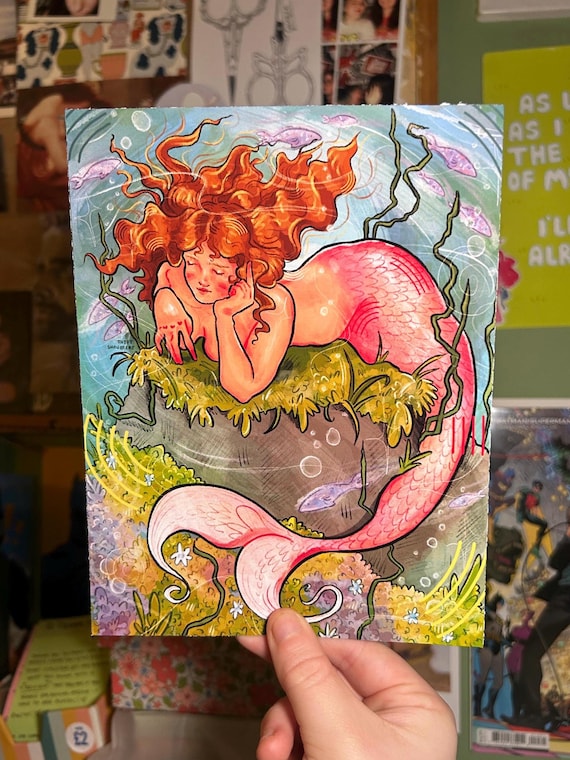 Handmade Mermaid Print: Mermay 2024, A5 Matte Paper
