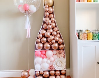 Champagner Ballon Dekor DIY, Champagner Ballon Girlande, Champagner Dekor rose gold, Champagner Ballon Dekor Brautparty, Champagner Flasche