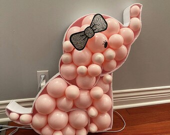 Elephant Mosaic Template ONLY no workshop, woodland animal baby shower, baby shower balloons, pink baby shower decorations, mosaic balloon