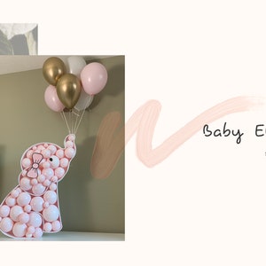 Elephant baby shower decorations, elephant balloon garland, baby shower elephant decorations, balloon mosaic, pink elephant baby shower image 3