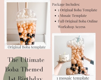 First boba party package , boba party ideas, bubble tea party, boba balloons, diy boba party, bubble tea, boba party, boba tea, boba