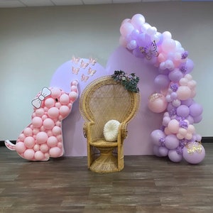 Pink Balloons Elephants Arch Baby Shower Backdrop main image 0