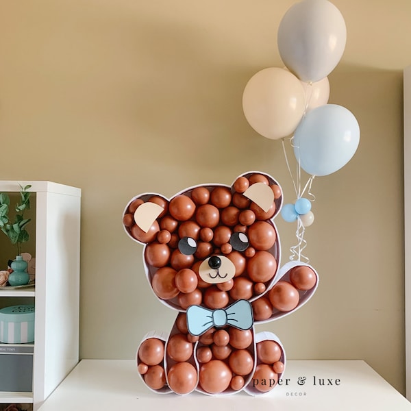 Modello e tutorial per palloncini a forma di orsetto, decorazione a tema baby shower a forma di orsetto, tema baby shower a forma di orsetto per bambino, decorazione a forma di orsetto