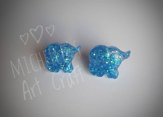 Blue and Silver Glitter Resin Animals