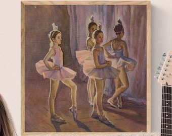Vintage Ballerina Oil Painting, Ukrainian Artist, Ballet Theater Art