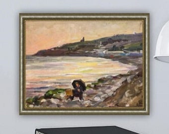 Miniature Seascape Oil Painting, Ukrainian Artist A. Kostenko, Vintage Marine Art
