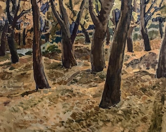 Vintage Autumn Forest Oil Painting, Ukrainian Artist A.Kostenko, 1970