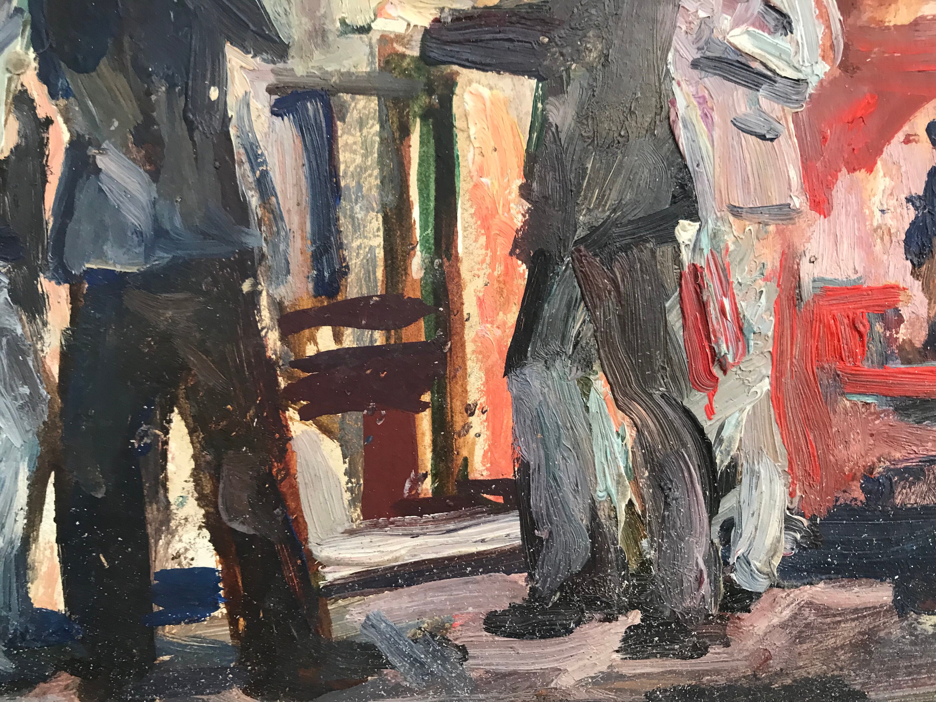 Antique Industrial Oil Painting Original Factory Genre Scene Etsy