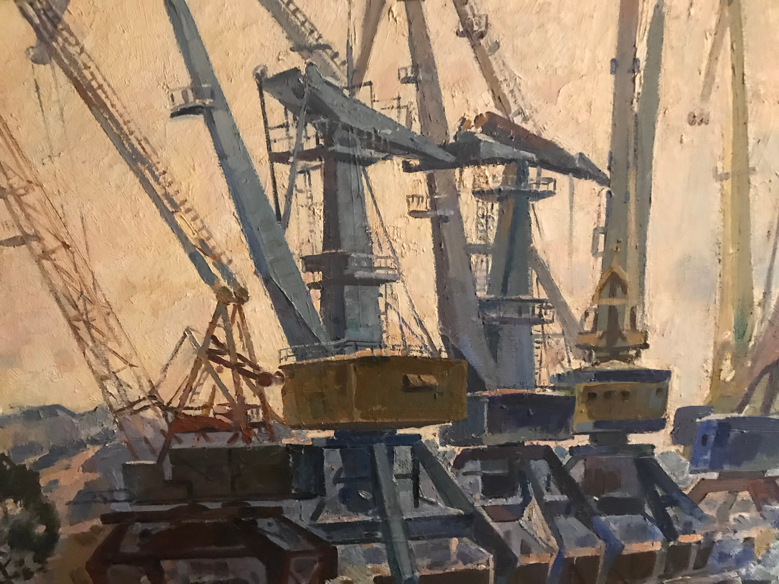 Large industrial oil painting45x 51 original Etsy