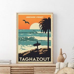 Póster de Anchor Point - Taghazout, póster de surf, póster del pueblo de Taghazout, póster de viaje, póster de Marruecos