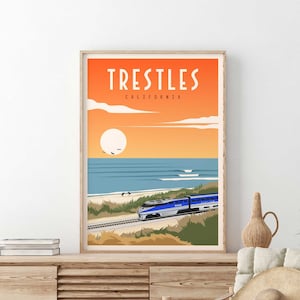 California Surf Art, Surf Poster, Trestles beach Surfing print, San Clemente print, San Onofre print, surf gift, beach wall art