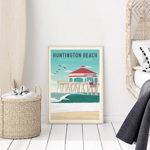 California Vintage Surf Poster in surf themed bedroom