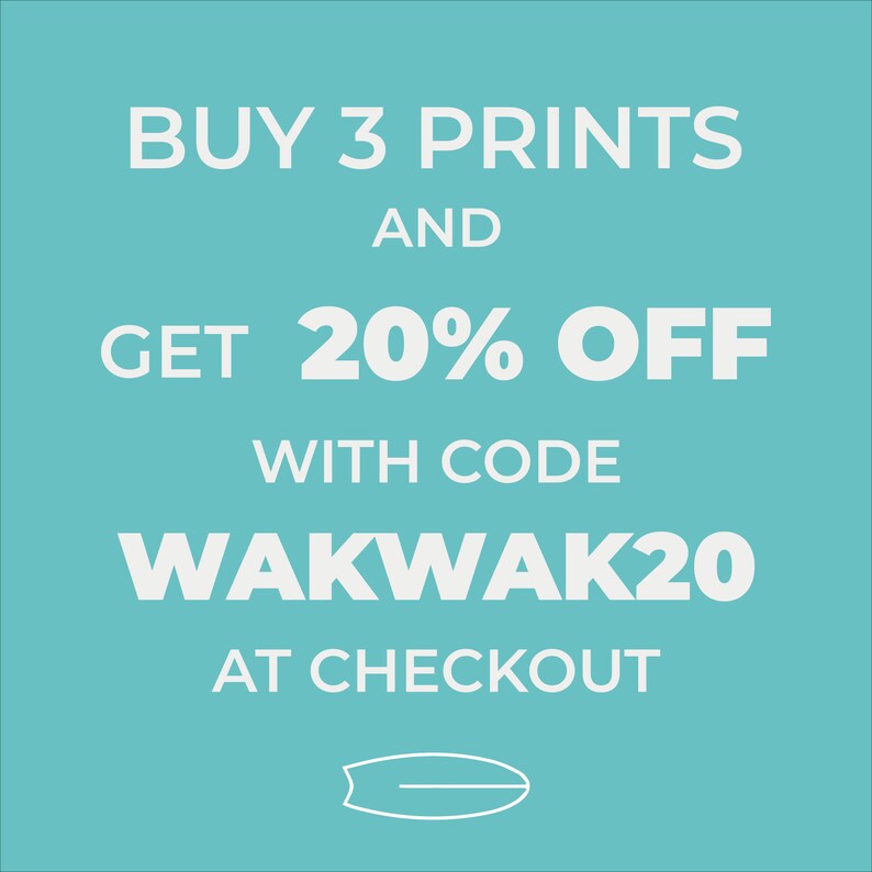 Buy 3 surf prints and get 20% off with code WAKWAK20