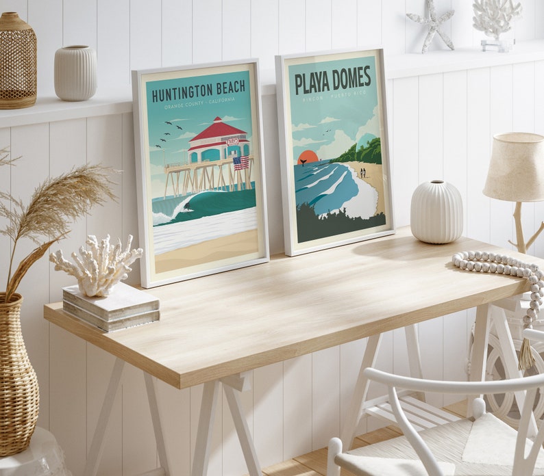 Surf Wall Art Poster Set of 2 in coastal decor