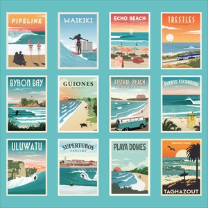 Surf Poster Sets, Set of prints, Set of 3 prints, Surf Prints, Surf Artwork