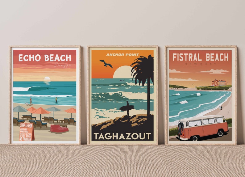 Surf Poster Sets, Set of prints, Set of 3 prints, Surf Prints, Surf Artwork