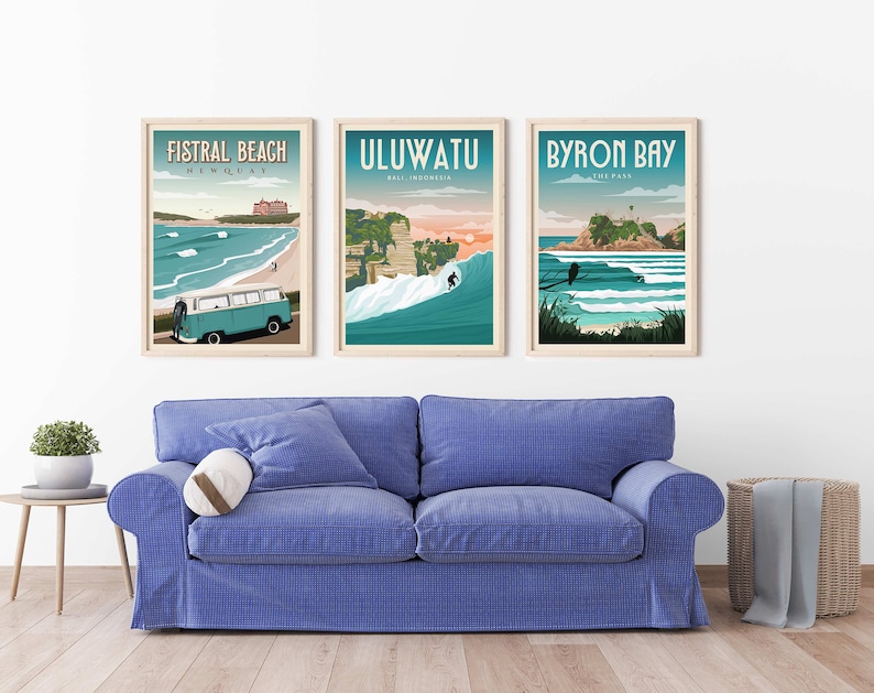 Surf Poster Sets, Set of prints, Set of 3 prints, Surf Prints, Surf Artwork