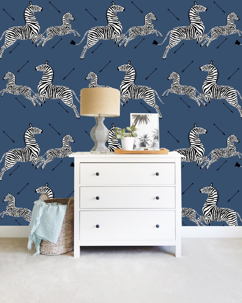 Zebra Removable Wallpaper Self Adhesive Zebra Wallpaper Etsy