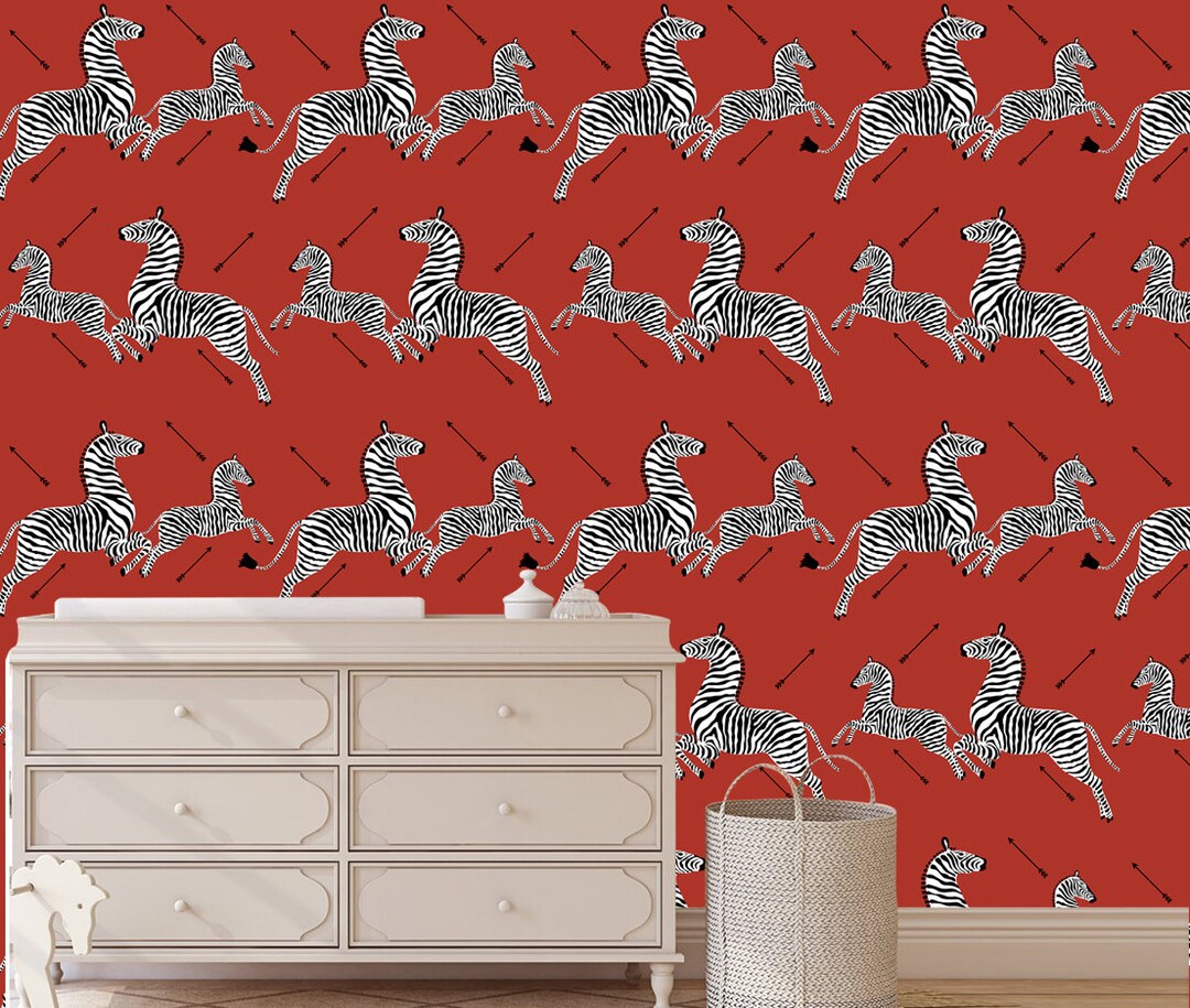 Zebra Removable Wallpaper, Self Adhesive, Zebra Wallpaper, Peel and
