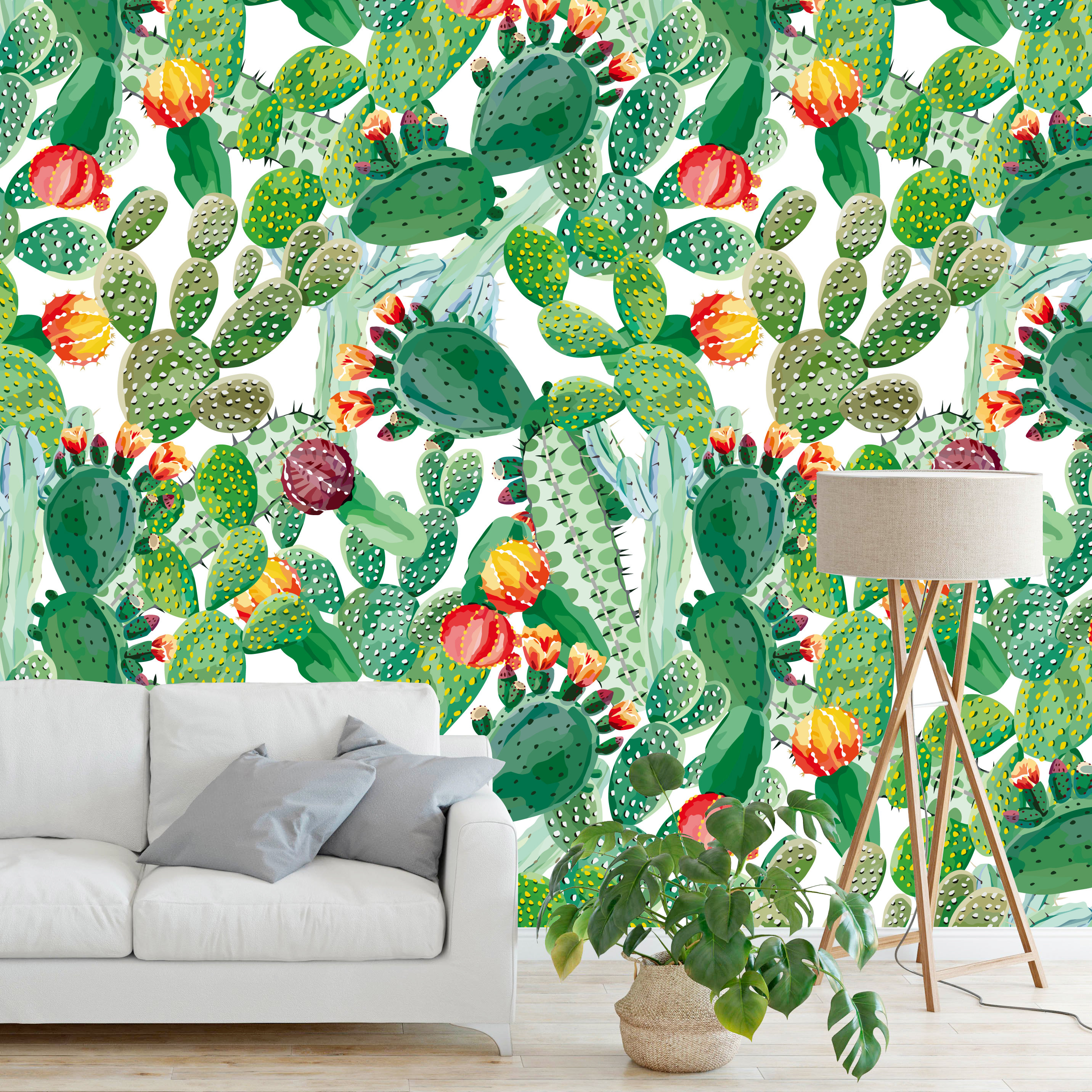 Home Décor Wallpaper Pale Cactus Removable Mural Pale Cactus Peel and