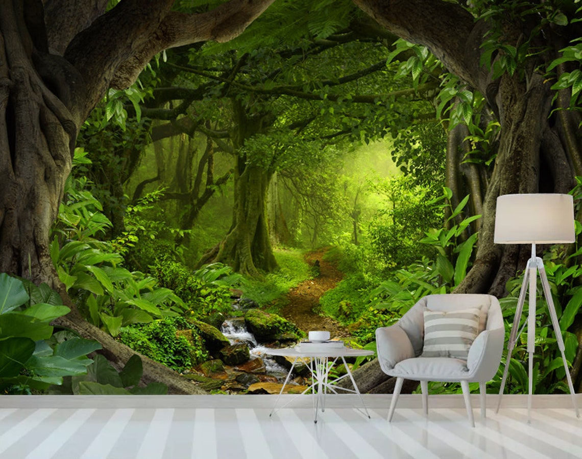 Fantasy Enchanted Forest Mural Large Forestswall Mural Etsy UK