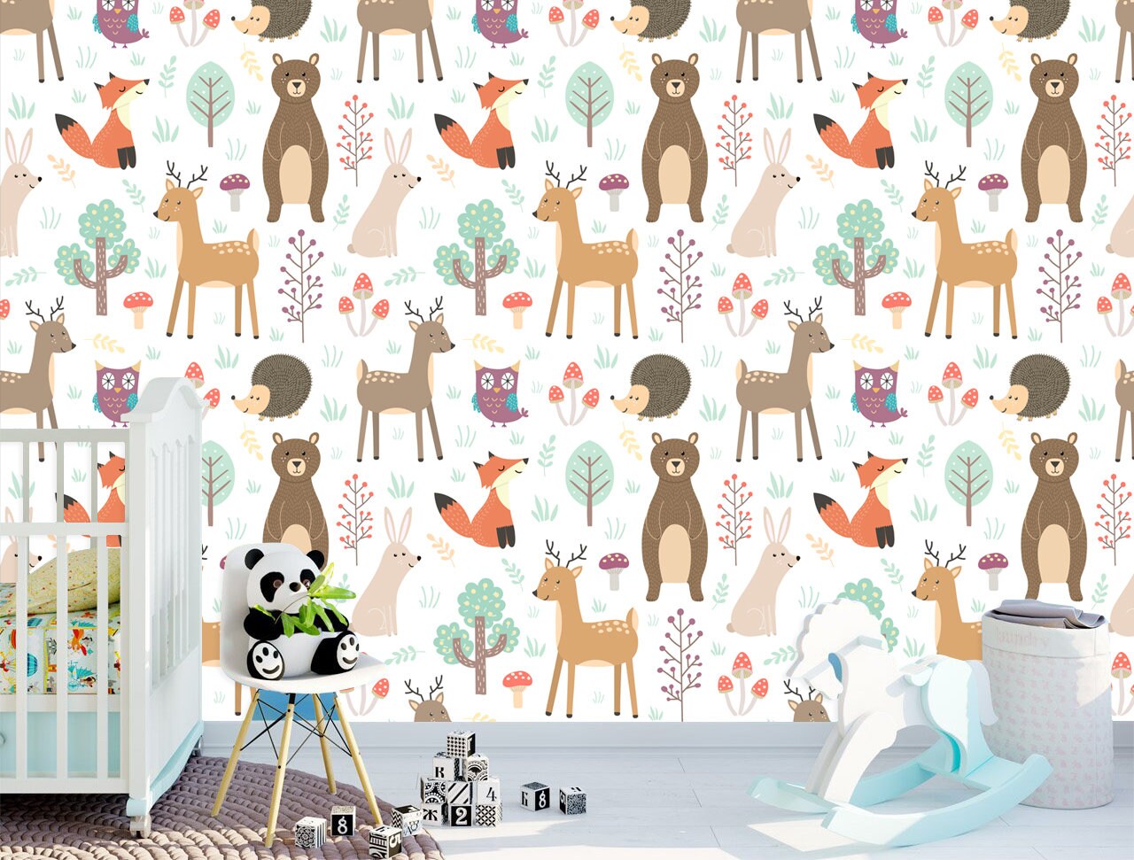 Forest Animals Removable Wallpaperkids Room Etsy