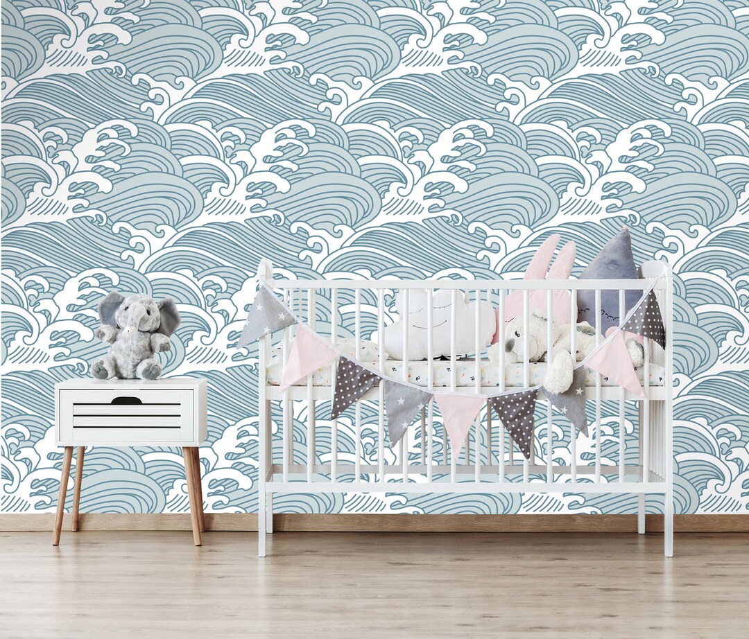 Bombora Wall Mural , Removable Wallpaper, Self Adhesive, Blue