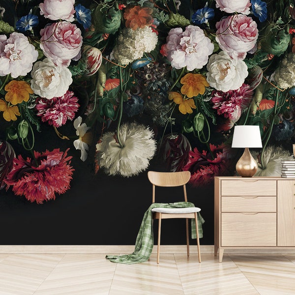 Dutch Floral Wallpaper Etsy