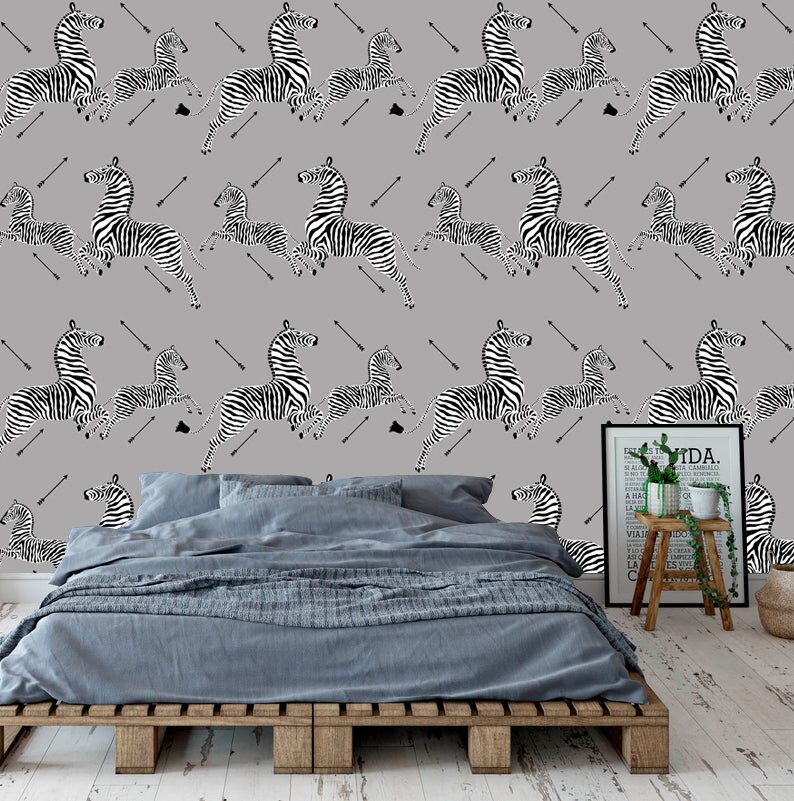 Zebra Removable Wallpaper Self Adhesive Zebra Wallpaper Etsy
