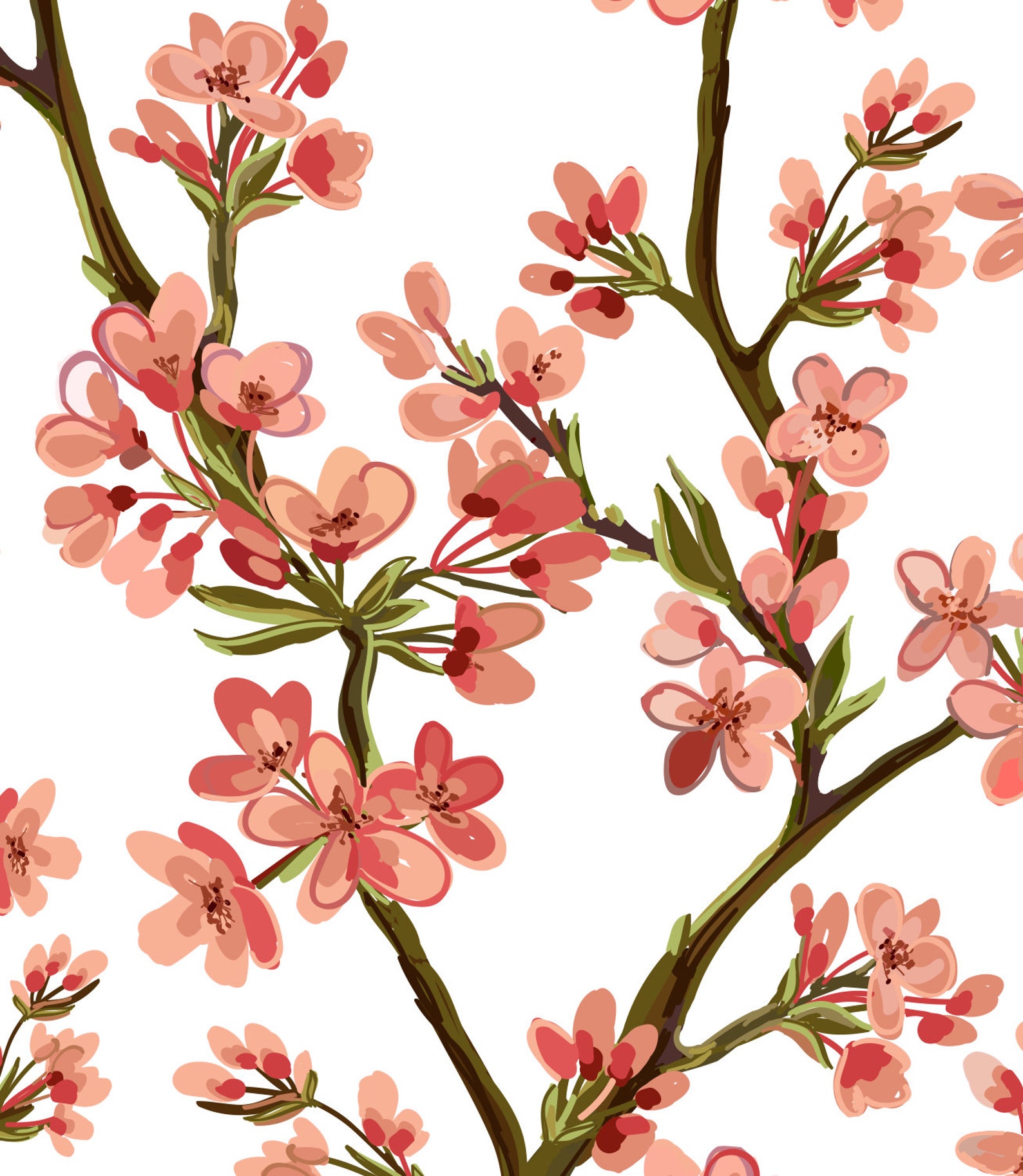 Cherry Blossom Removable Wallpaper Nursery Wallpaper Self Etsy