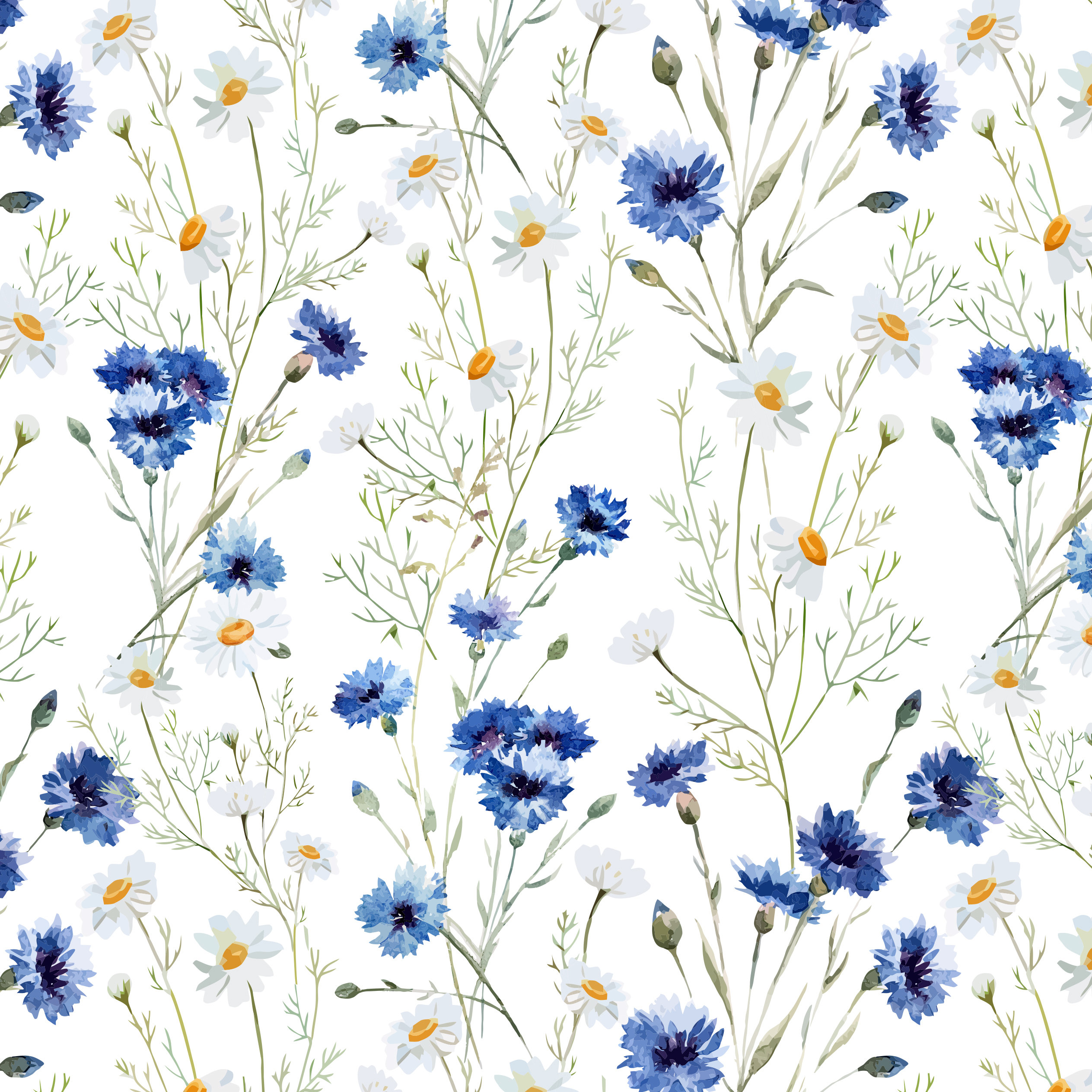 Watercolor daisy Removable Wallpaper-Kids room wallpaper Self | Etsy