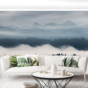 Foggy Mountain Wallpaper Landscape in British Columbia - Etsy