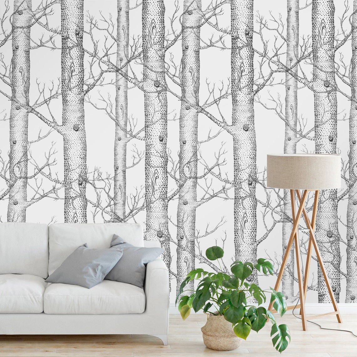 Birch Tree Removable Wallpaperpeel and Stick Wallpaperwall Etsy
