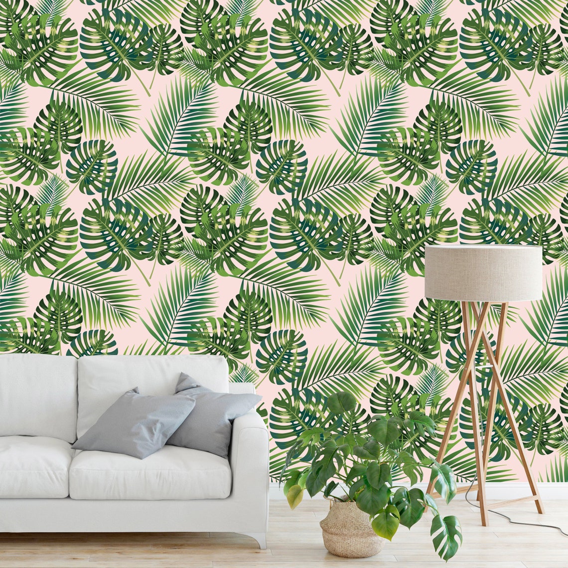 Tropical Palm Leaf Removable Wallpaper Peel and Stick - Etsy