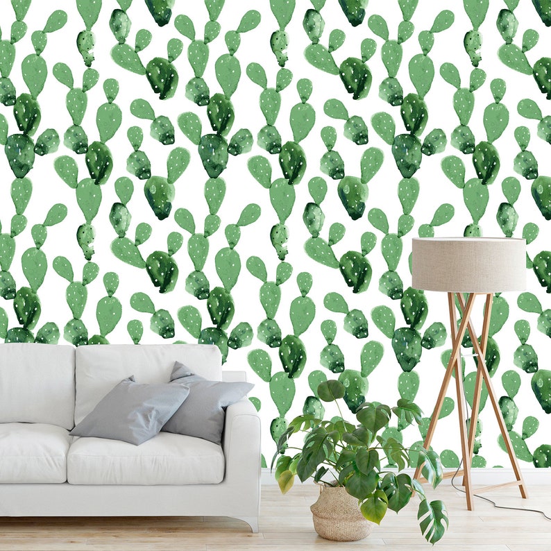 Cactus Wallpaper Peel and Stick Fabric Wallpaper Wall Mural Etsy