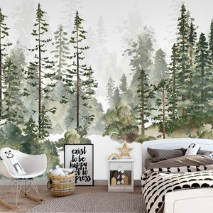 Foggy Pine Forest Wallpaper Mural • Wallmur®