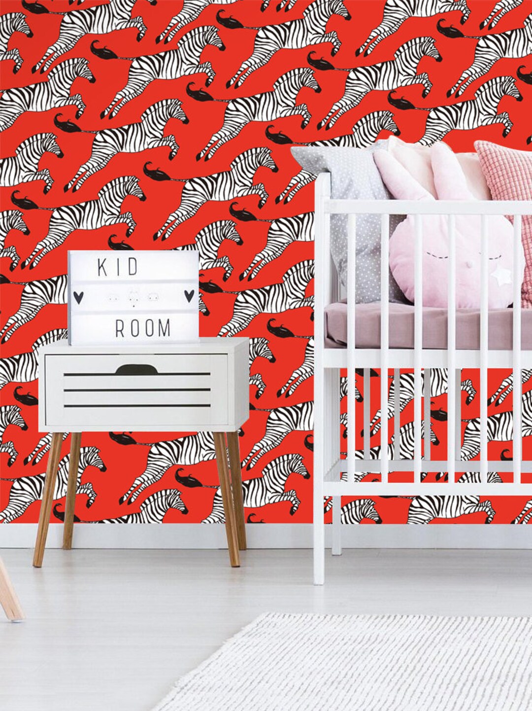 Red Zebra Wallpaper Removable Wallpaper Self Adhesive Zebra - Etsy