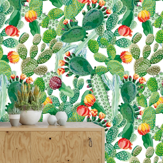 Watercolor Cactus Wallpaper Peel and Stick Fabric Wallpaper - Etsy Watercolor Cactus Wallpaper Peel and Stick Fabric Wallpaper - Etsy
