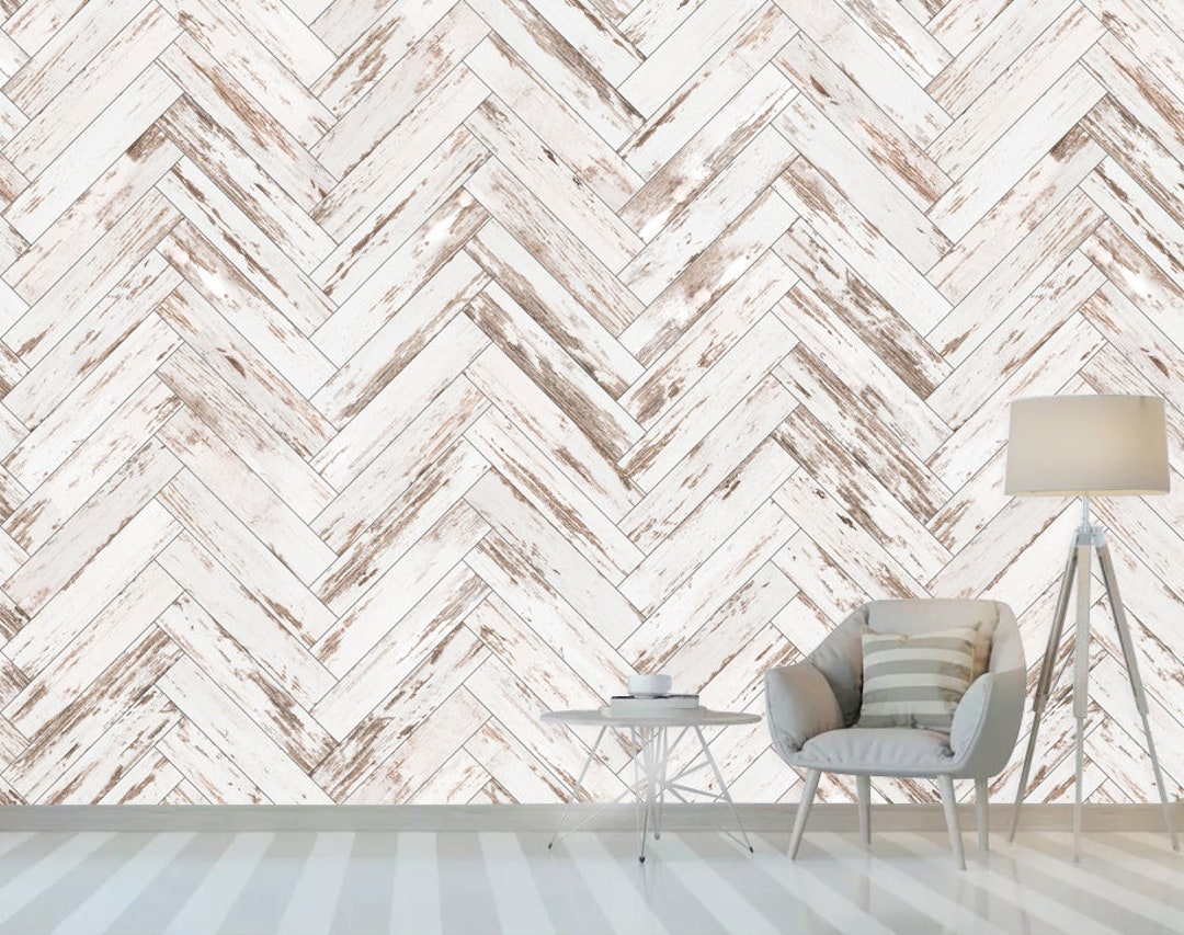 Herringbone Wood Removable Wallpaper-peel and Stick Wallpaper-wall
