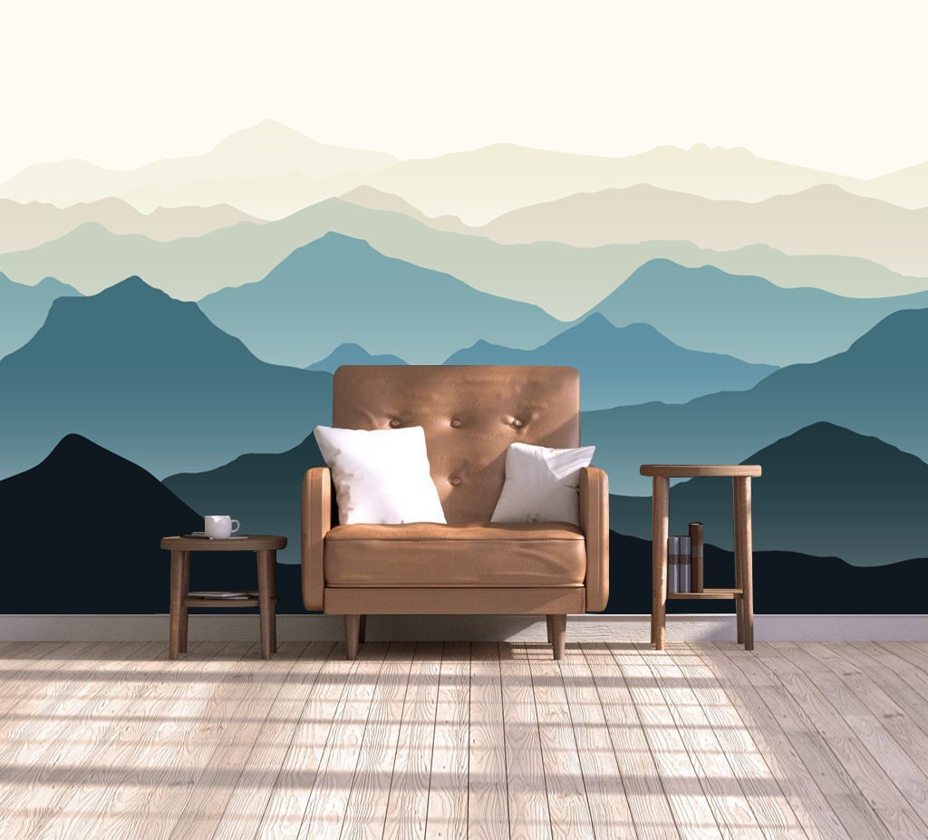 Mountain Mural Wallpaper Beautiful Mountains Landscape Peel | Etsy
