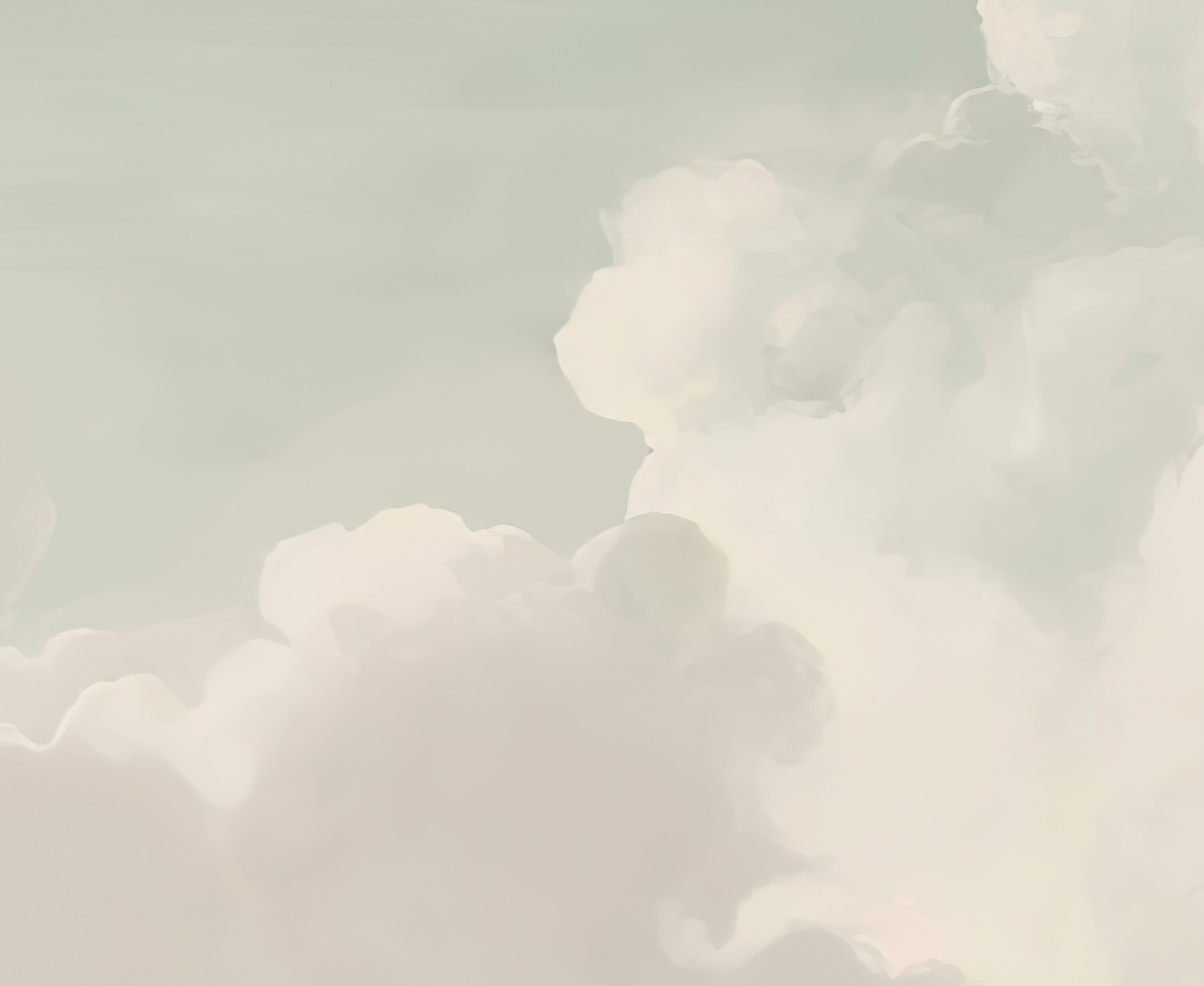 Handpainted Soft Clouds Wallpapers Mint Sky Wall Muralwall Etsy