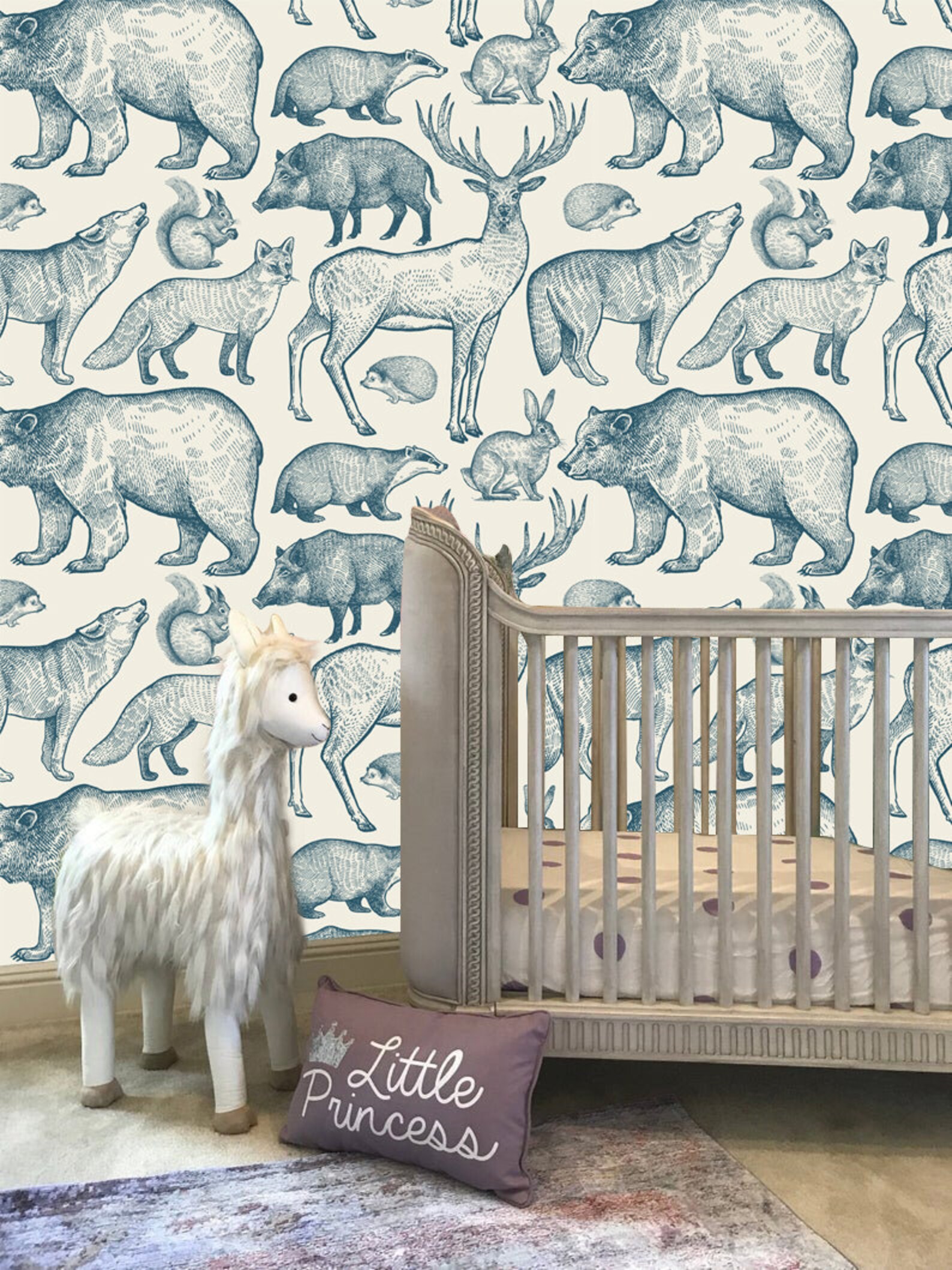 Forest Animals Removable Wallpaperself Adhesive Peel & Stick Etsy