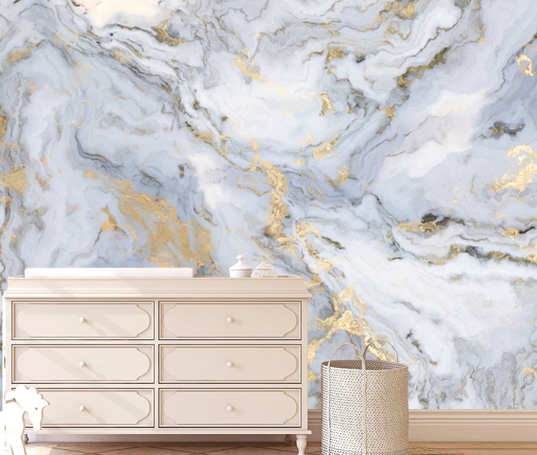 Marble Mural Wallpaper White Marble Peel and Stick Wall Etsy