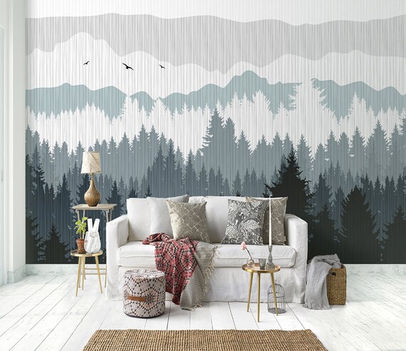 Abstract Pine Forest Interior Wallpaper Living Room Bedroom Wall Mural Removable Wall Decal Wall Poster Peel And Stick Wall Decor
