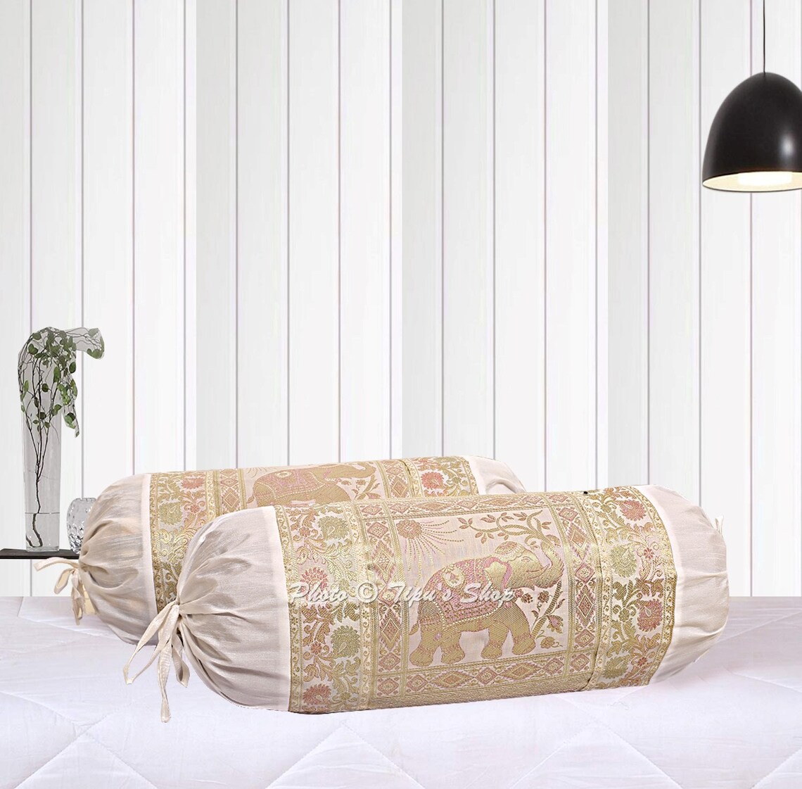 Bolster Pillow Cover White Living Room Decor Neck Roll Etsy