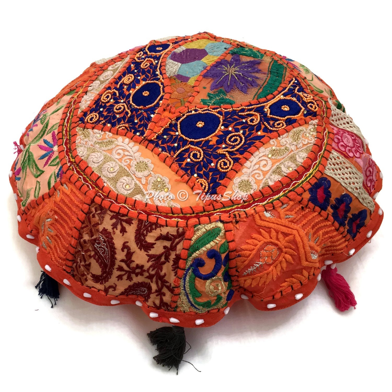 Cojines de piso naranja Vintage almohada Boho redondo cojín | Etsy