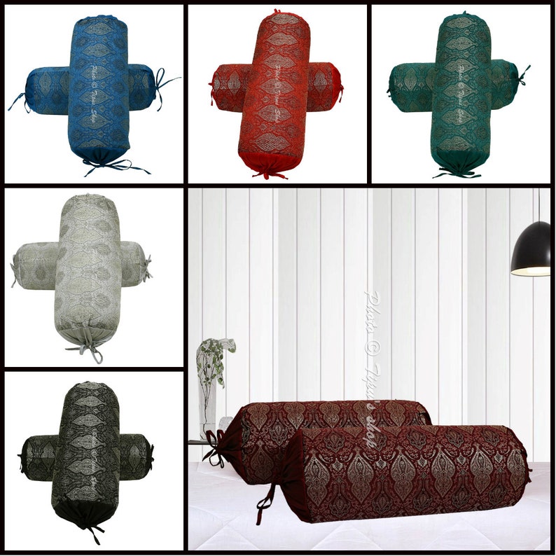 Indian Cylindrical Tube Pillow Bolster Pillow Covers Brocade Etsy