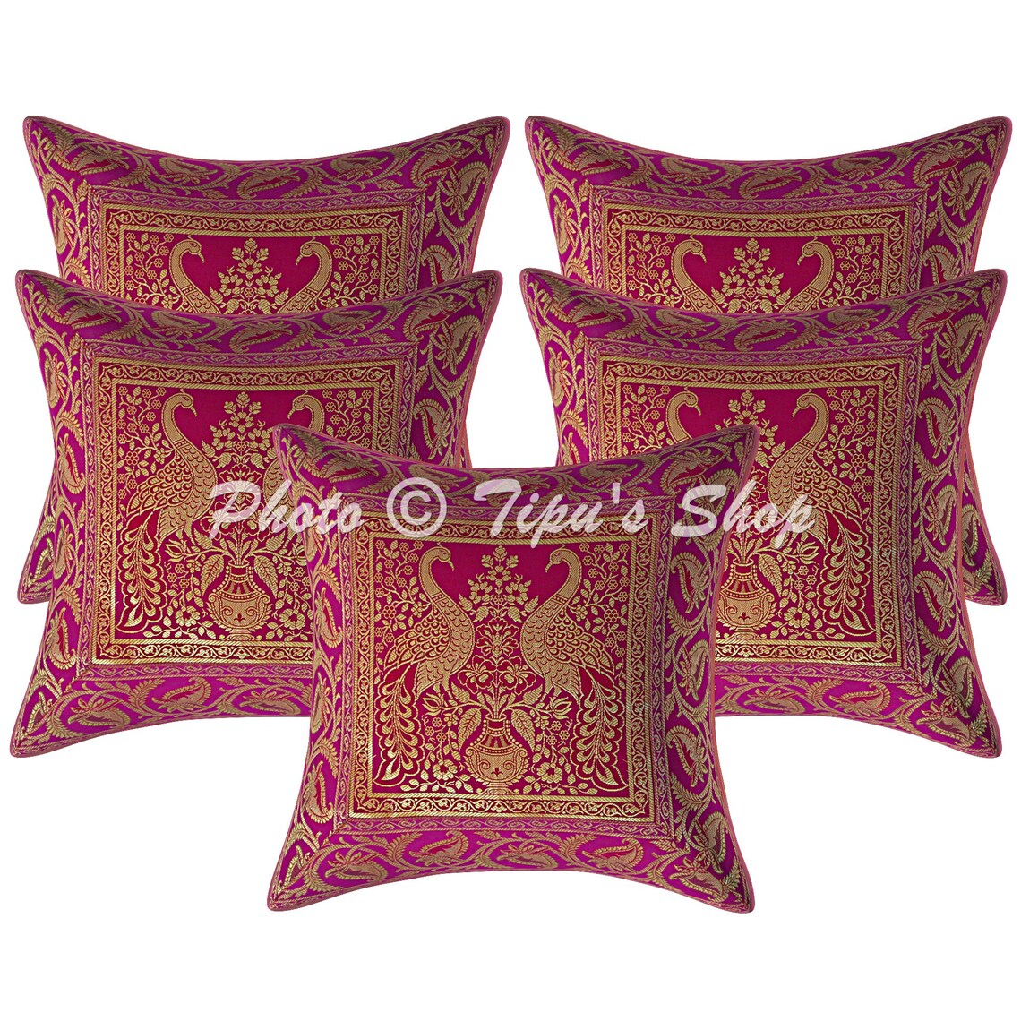 Magenta Decorative Pillows 40X40 Jacquard Silk Throw Pillow Etsy