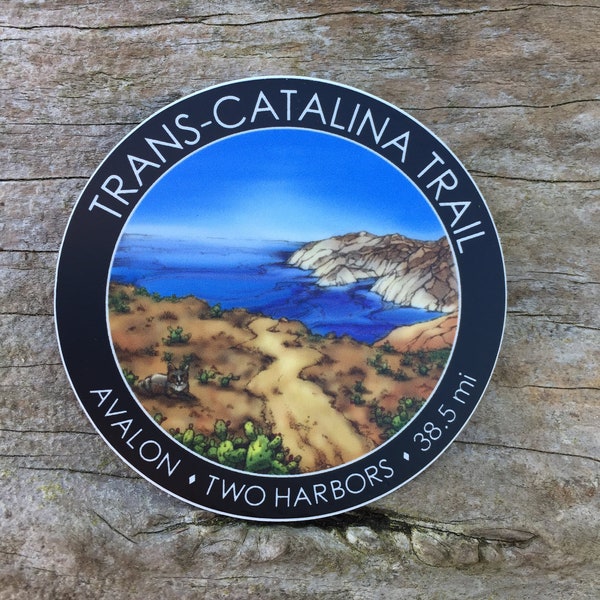 Trans Catalina Trail Sticker, 3 inch weatherproof and durable, Catalina Island Hiking Sticker, Gift for Hiker