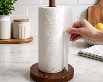 Paper Towel Holder Countertop, Weighted Base, Single-Hand Tearing, Base: 6.75 Inches, Length 12 Inches, Weight 1 lb
